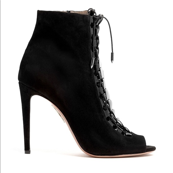 HOST PICK $1289 Aquazurra black lace up booties size 40 - Picture 1 of 9